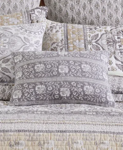 Levtex Lirelle Quilted Rectangle Decorative Pillow, 18" X 14" In Gray