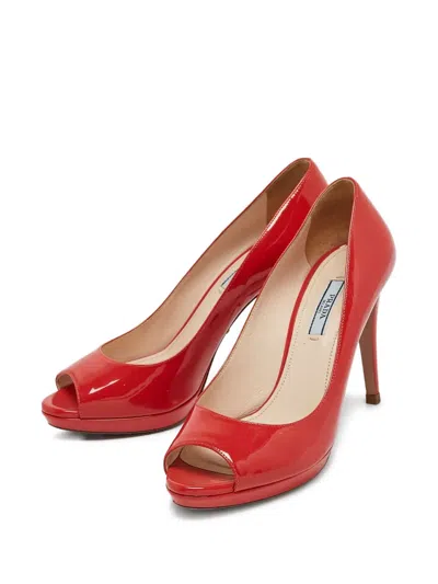 Pre-owned Prada 100mm Peep-toe Platform Pumps