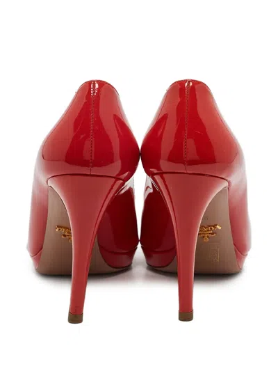 Pre-owned Prada 100mm Peep-toe Platform Pumps