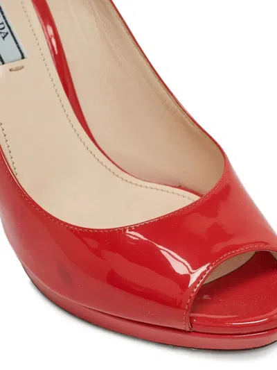 Pre-owned Prada 100mm Peep-toe Platform Pumps