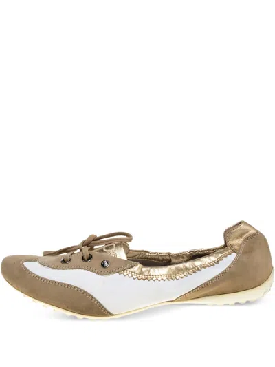 Pre-owned Tod's Vintage Suede Lace-up Ballet Flats