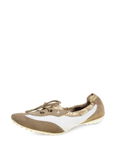 Pre-owned Tod's Vintage Suede Lace-up Ballet Flats