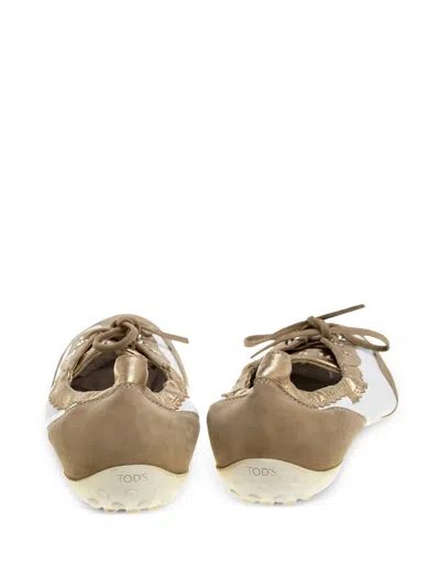 Pre-owned Tod's Vintage Suede Lace-up Ballet Flats