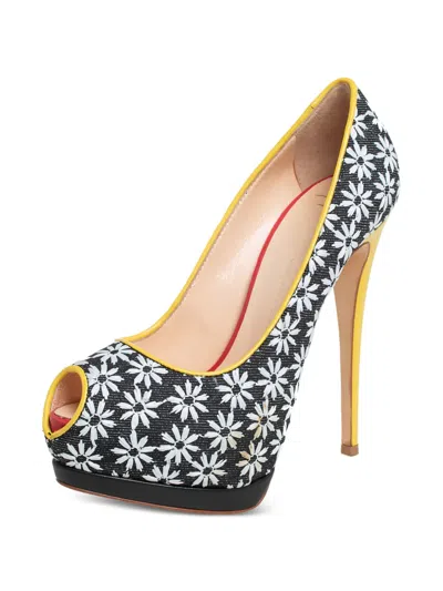 Pre-owned Giuseppe Zanotti Vintage  140mm Floral-print Peep-toe Sandals