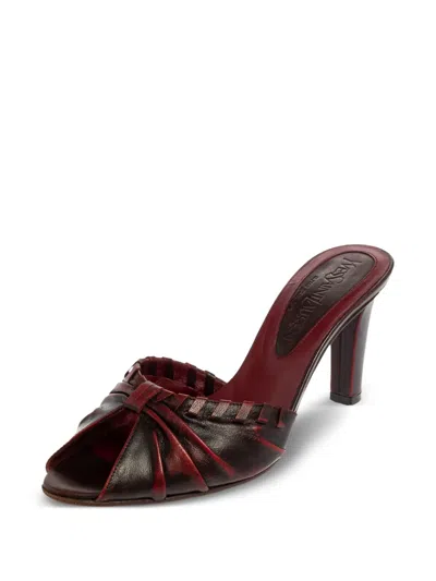 Pre-owned Saint Laurent 75mm Pleated Open-toe Sandals