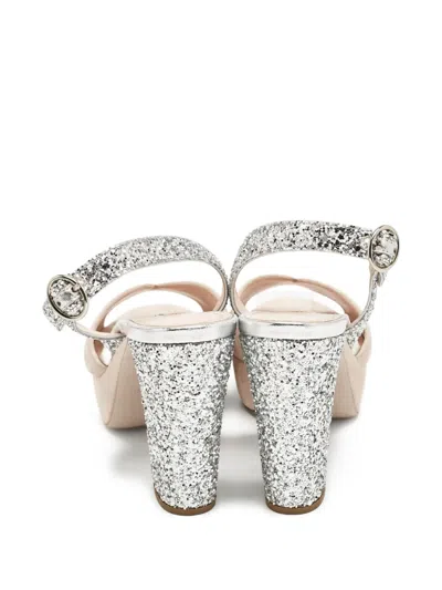 Pre-owned Miu Miu Glitter-embellished Platform Sandals