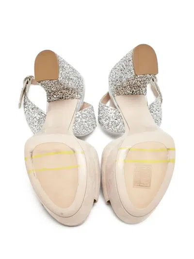 Pre-owned Miu Miu Glitter-embellished Platform Sandals