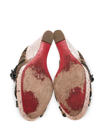 Pre-owned Christian Louboutin 140mm Melides Wedged Sandals