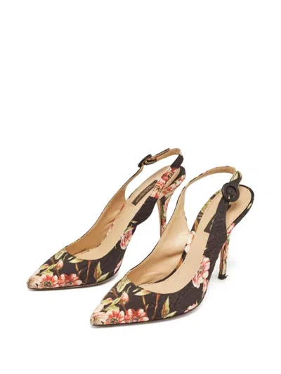 Pre-owned Dolce & Gabbana 110mm Floral-print Slingback Pumps
