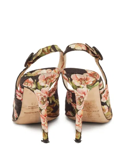 Pre-owned Dolce & Gabbana 110mm Floral-print Slingback Pumps