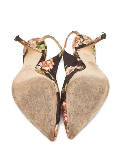 Pre-owned Dolce & Gabbana 110mm Floral-print Slingback Pumps