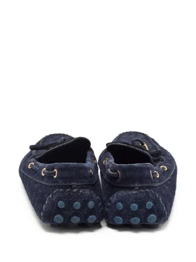 Pre-owned Louis Vuitton Monogram-debossed Suede Loafers