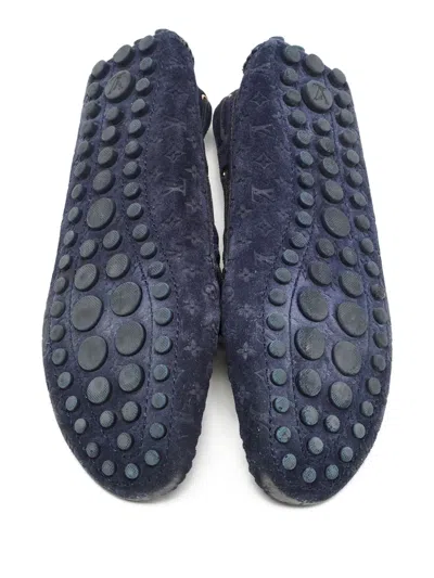 Pre-owned Louis Vuitton Monogram-debossed Suede Loafers