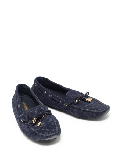 Pre-owned Louis Vuitton Monogram-debossed Suede Loafers