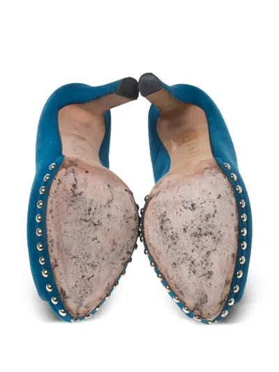 Pre-owned Alexander Mcqueen 140mm Skull-embellished Peep-toe Sandals