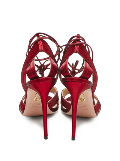 Pre-owned Aquazzura  115mm Ari Plissé-strap Stiletto Sandals