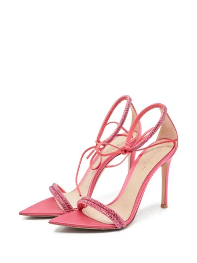 Pre-owned Gianvito Rossi 100mm Montercarlo Satin Ankle-strap Sandals