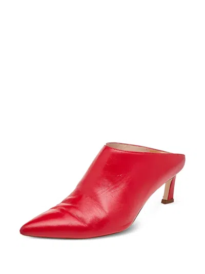 Pre-owned Stuart Weitzman  60mm Mira Pointed-toe Leather Mules