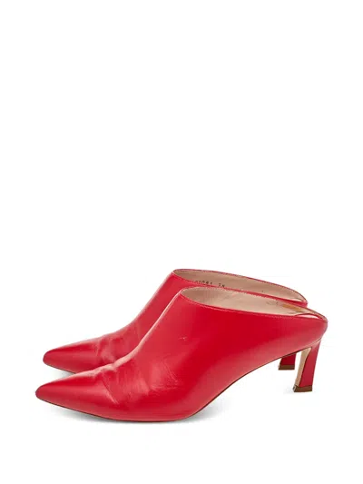 Pre-owned Stuart Weitzman  60mm Mira Pointed-toe Leather Mules