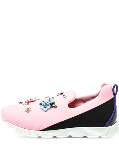 Pre-owned Dolce & Gabbana Floral-embellished Slip-on Sneakers