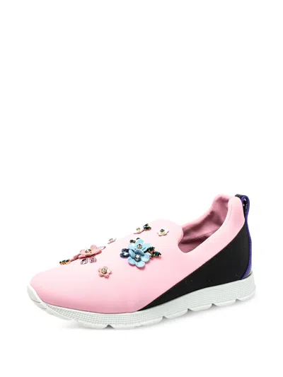 Pre-owned Dolce & Gabbana Floral-embellished Slip-on Sneakers