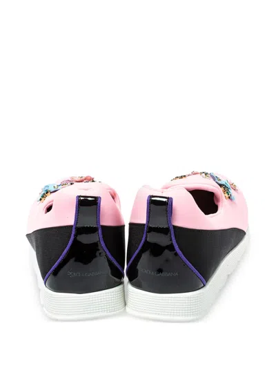 Pre-owned Dolce & Gabbana Floral-embellished Slip-on Sneakers