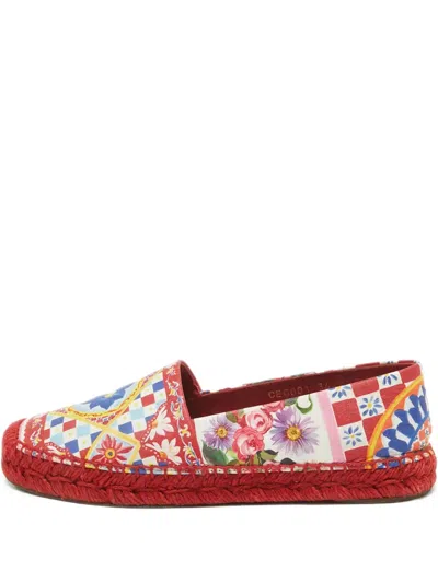 Pre-owned Dolce & Gabbana Majolica-print Espadrilles