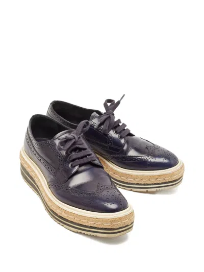 Pre-owned Prada Platform Lace-up Shoes