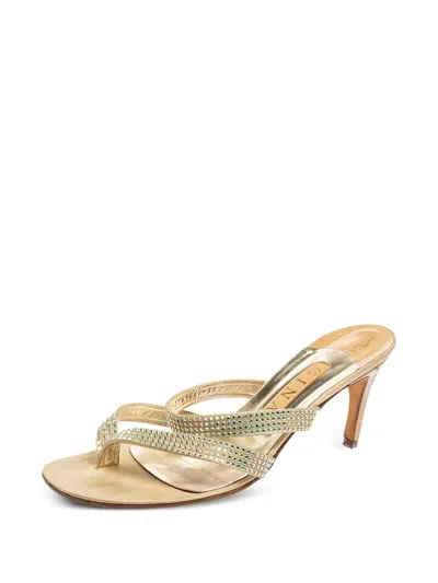 Pre-owned Gina  75mm Crystal-embellished Sandals