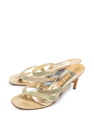 Pre-owned Gina  75mm Crystal-embellished Sandals