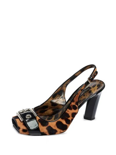 Pre-owned Dolce & Gabbana 80mm Leopard-print Slingback Pumps