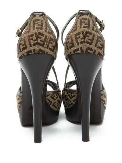 Pre-owned Fendi 150mm Zucchino-canvas Sandals