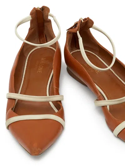Pre-owned Malone Souliers Leather Ballet Flats In Brown