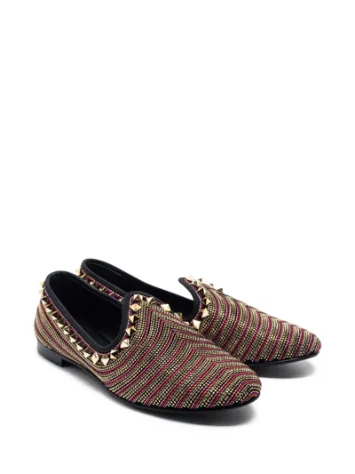 Pre-owned Giuseppe Zanotti Vintage Studded Loafers In Red