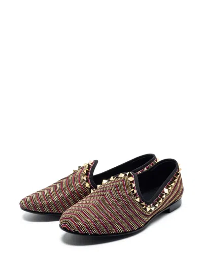 Pre-owned Giuseppe Zanotti Vintage Studded Loafers In Red