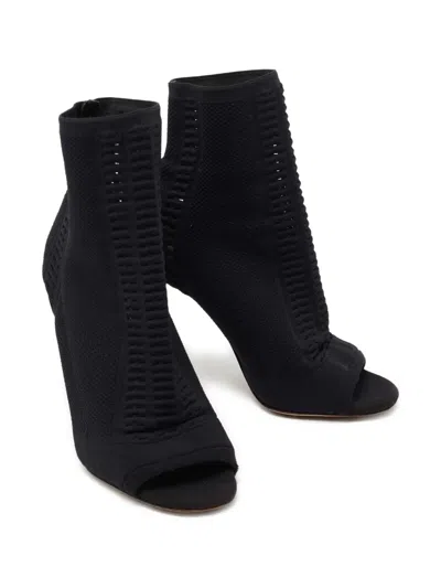 Pre-owned Gianvito Rossi 110mm Peep-toe Ankle Boots In Black