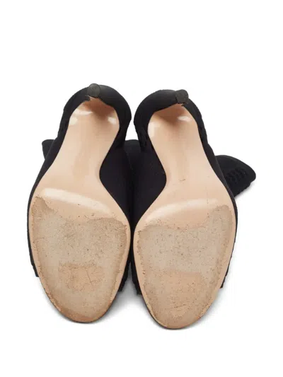 Pre-owned Gianvito Rossi 110mm Peep-toe Ankle Boots In Black