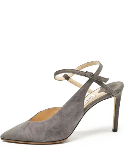Pre-owned Jimmy Choo 85mm Suede Pumps In Gray