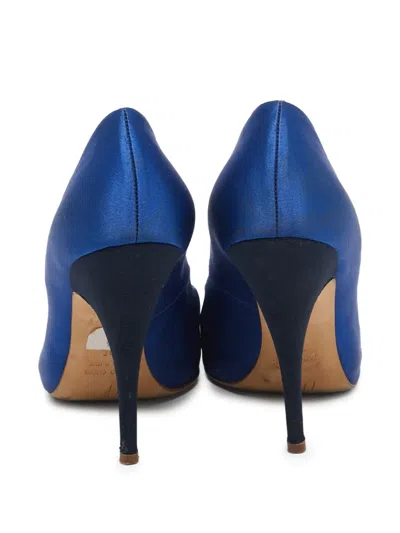 Pre-owned Giuseppe Zanotti Vintage  110mm Satin Peep-toe Pumps In Blue
