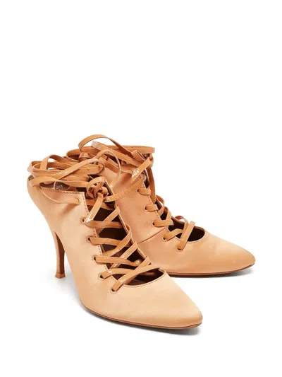 Pre-owned Givenchy Laced Leather Heeled Pumps In Neutral