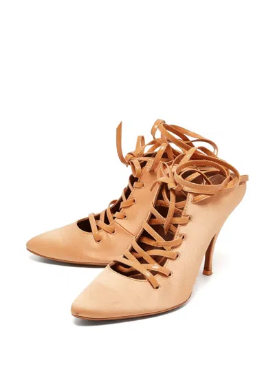 Pre-owned Givenchy Laced Leather Heeled Pumps In Neutral