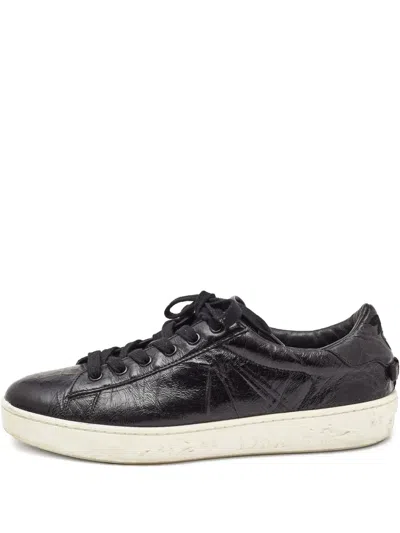 Pre-owned Dior Leather Sneakers In Black