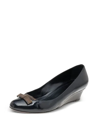 Pre-owned Fendi 40mm Patent Wedge Pumps