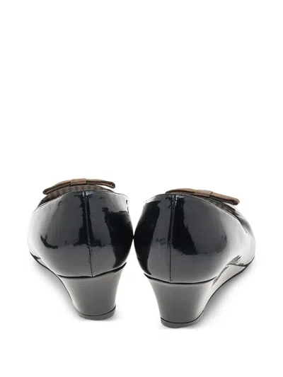 Pre-owned Fendi 40mm Patent Wedge Pumps