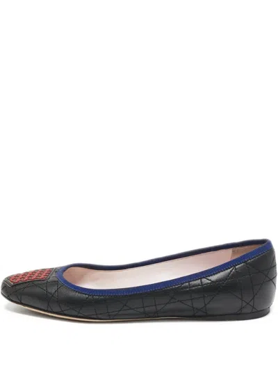 Pre-owned Dior Cannage Ballet Flats In Black