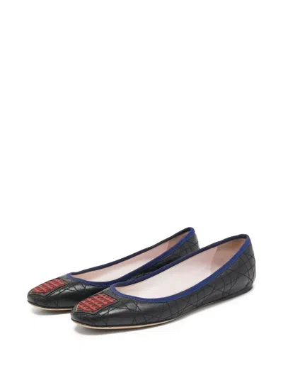 Pre-owned Dior Cannage Ballet Flats In Black