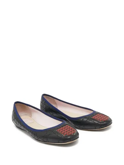 Pre-owned Dior Cannage Ballet Flats In Black