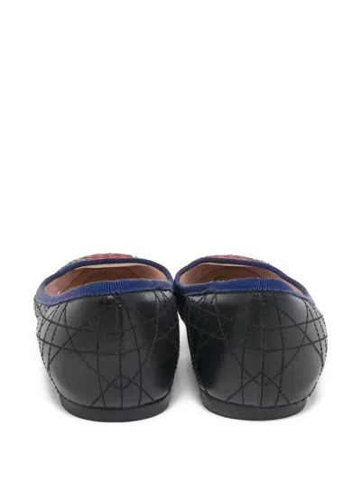 Pre-owned Dior Cannage Ballet Flats In Black