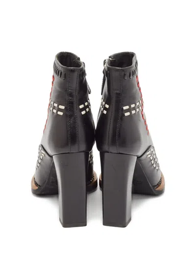 Pre-owned Tod's Vintage 100mm Brogue-stitch Ankle Boots In Black