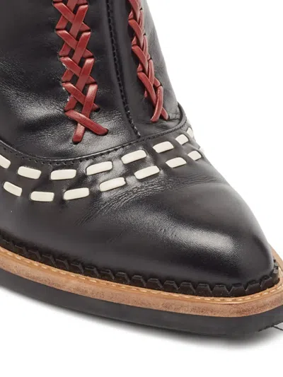 Pre-owned Tod's Vintage 100mm Brogue-stitch Ankle Boots In Black